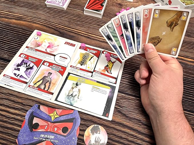 Stonemaier Games: Origin Story by Jamey Stegmaier &amp Pete Wessinger | A Trick-Taking Strategy Board Game About Creating Superheroes or Supervillains for Adults and Family | 1-5 Players 45 Mins