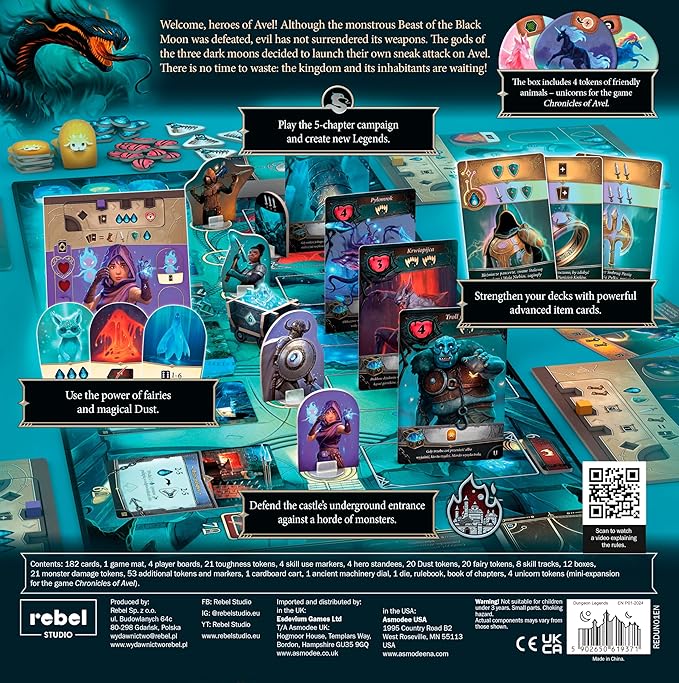 Dungeon Legends Board Game - Cooperative Card-Based Adventure in The Avel Universe! Immersive Fantasy Strategy Game for Kids &amp Adults Ages 10+ 1-4 Players 60-90 Min Playtime Made by Rebel Stud