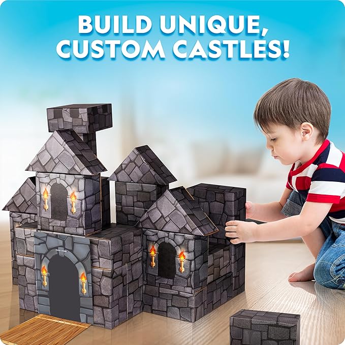 National Geographic Jumbo Cardboard Building Blocks – 30-Pc. Extra-Thick Cardboard Bricks for Kids Build a Castle Play House Indoor Playhouse Large Building Blocks Kids Giant Blocks