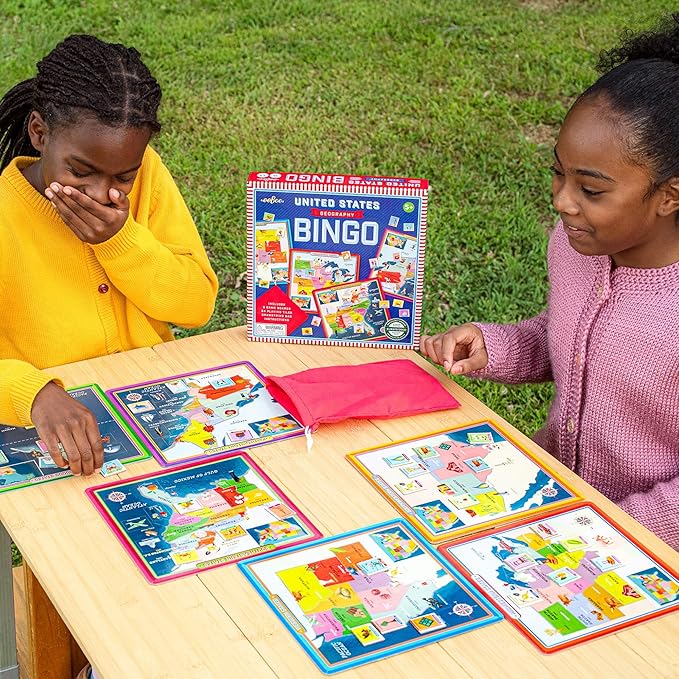 eeBoo: USA Geography Bingo for Kids for Ages 5+ A Fun Kids Learning Game That Teaches About The USA and Improves Memory