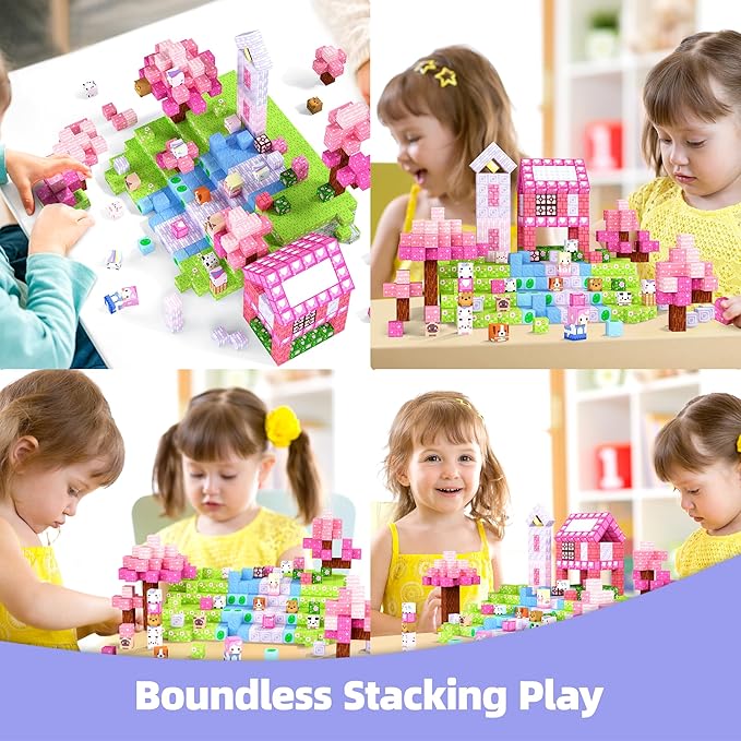 GobiDex 100PCS Magnetic Blocks Kid Building Toys for 3+ Years Old Girls Upgraded STEM Sensory Gifts for Princess Kids Magnets Game for Toddler
