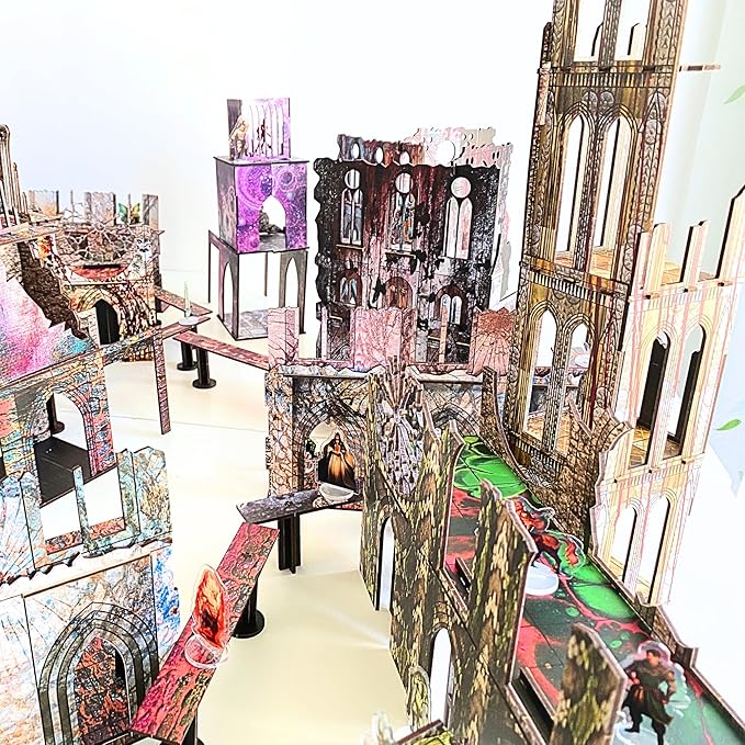 Gothic Sci-Fi Towers Ruin Terrain Set for WH40K D&ampD Pathfinder Painted Modular Building Tabletop Scenery for 28mm Kill Team Miniatures RPG Wargames Battlezone Creation Kit for Tactical Gamepla