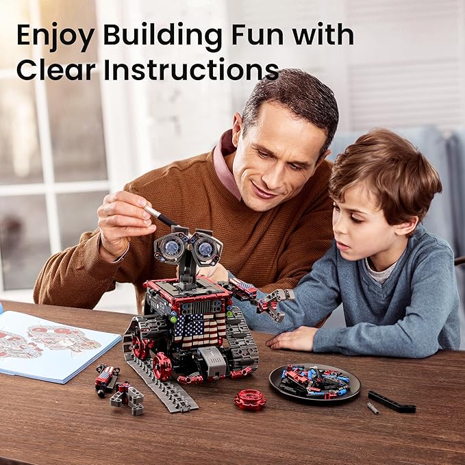 Sillbird Robot Building Kit with Remote Control Gifts for Kids Boys Ages 8-12 STEM Coding Robotic Technic Tracked Racer Car Toys for Birthday - Build 4in1 Model with 631 Pieces