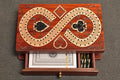 PALM ROYAL HANDICRAFTS 2 Track Cribbage Board Game Set with Magnetic Pull Drawer Playing Cards - Metal Pegs - Storage Available Travel Portable Cribbage Game Sets for Family. (Size - 6.5 x 4).