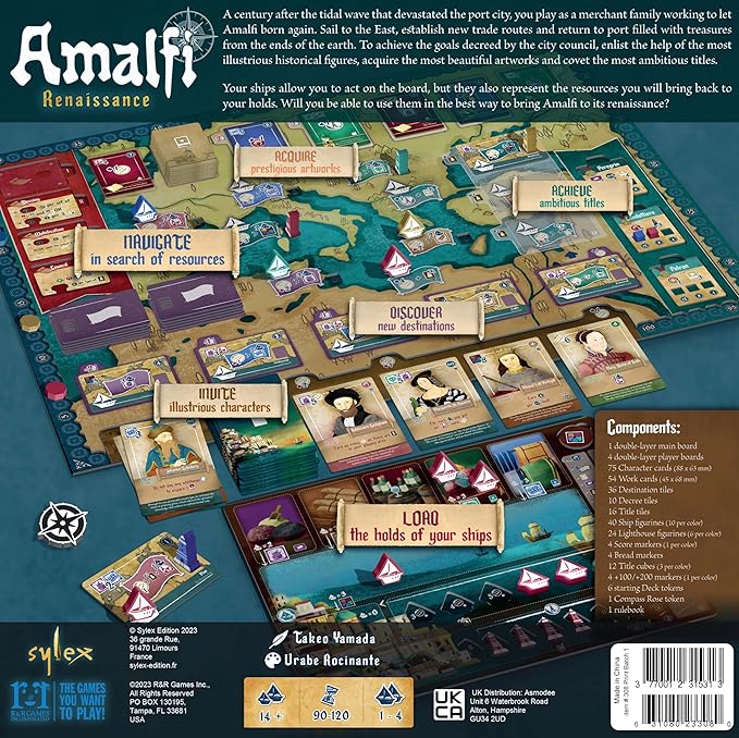 R&ampR Games: Amalfi Renaissance - Ship &amp Lighthouse Placement Game Navigate Discover &amp Aquire Ages 14+ 1-4 Players 90-120 Min