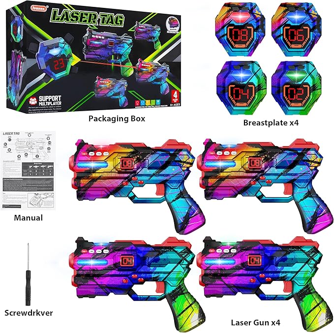 Laser Tag Guns Set of 4 Laser Tag Guns with Digital LED Score Display VestsGifts for Teens and Adults Boys &amp GirlsAdults and Family FunGift for Kids Ages 8 9 10 11 12+Year Old Boy