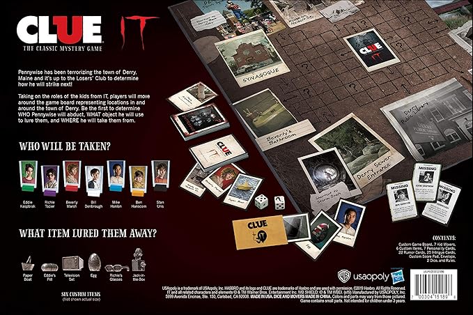 Clue IT Board Game | Based on The 2017 Drama/Thriller IT | Officially Licensed IT Merchandise | Themed Classic Clue Game