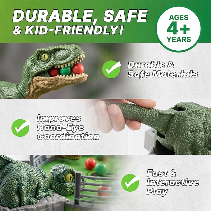 Jurassic World Ravenous Raptors Board Game– Dino Chomping Board Games for Kids Interactive Dinosaur Game w/Snack Balls Play Arena &amp Raptors Easy Play Durable Design for Kids Ages 4+