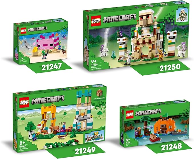 Lego Minecraft The Axolotl House 21247 Building Toy Set Creative Adventures at a Colorful Underwater Base Includes a Diver Explorer Dolphin Drowned and More Minecraft Toy for 7 Year Old Kids