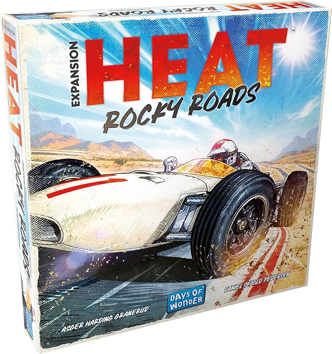 Asmodee Heat: Rocky Roads Board Game Expansion - 2 New Tracks 1966 Championship Season Sliding Skirts Mechanic &amp New Cards Strategy Game for Kids &amp Adults Ages 10+ 1-7 Players 60 Min Pla