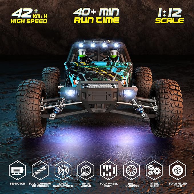 HAIBOXING 2995 Remote Control Truck 1:12 Scale RC Buggy 550 Motor Upgrade Version 42KM/H High Speed RC Cars Electric Powered 4X4 Off-Road RTR Ideal Hobby for Kids&amp Adults 40+ Min Play