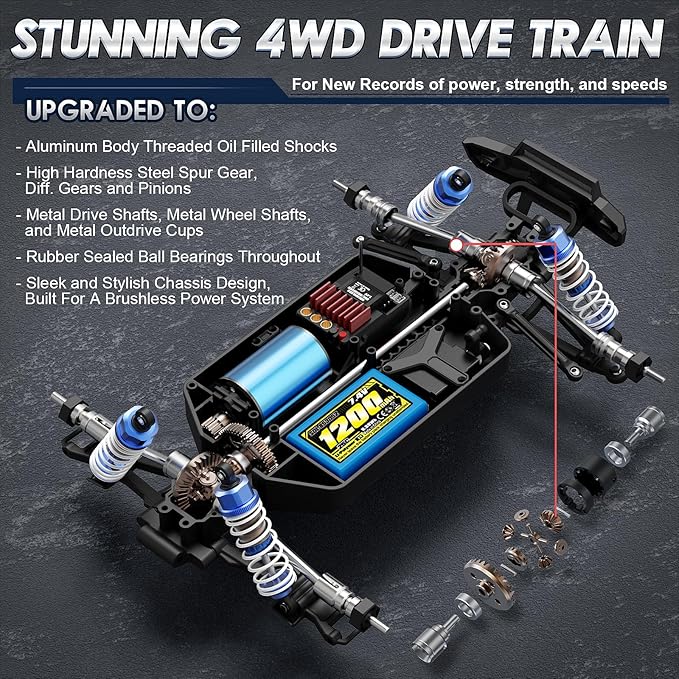 HAIBOXING Brushless RC Car 16890A 1/16 Scale 4X4 Fast Remote Control Truck 48 KM/H Top Speed Hobby RC Cars for Adults and Boys All Terrain Off-Road Truck with Spare Paddle Tires for Sand Land