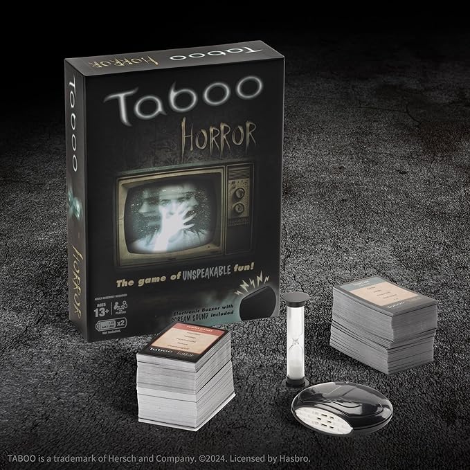 Taboo: Horror Edition Party Board Game Horror Genre Themed Trivia Word Game with Screaming Buzzer Game for 2 Players or More Fans of Horror Themed Films &amp Culture Ages 13 and Up