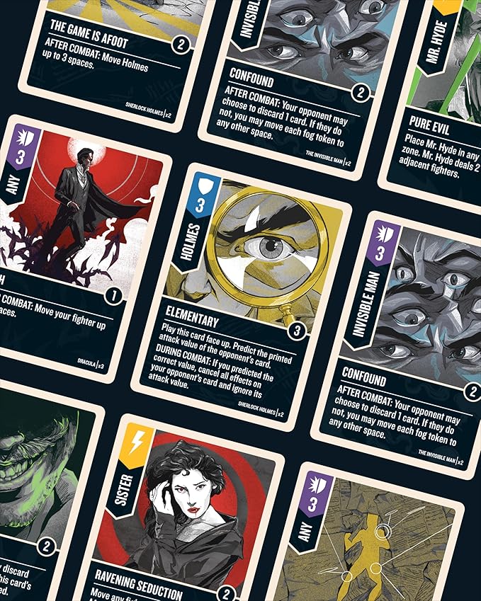 Restoration Games Unmatched Cobble &amp Fog - Strategy Board Game for 2 to 4 Players - Heroes Expansion with Sherlock Holmes Dracula Jekyll &amp Hyde and Invisible Man - 20-40 Min Playtime - Ages