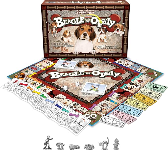 Late for The Sky Beagle-Opoly Board Game Dog Lovers Family Game 2-6 Players Ages 8+ Opoly-Style Pet Theme Traditional or One-Hour Variant