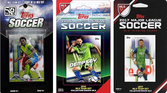 MLS Seattle Sounders Men's 3 Different Licensed Trading Card Team Sets White