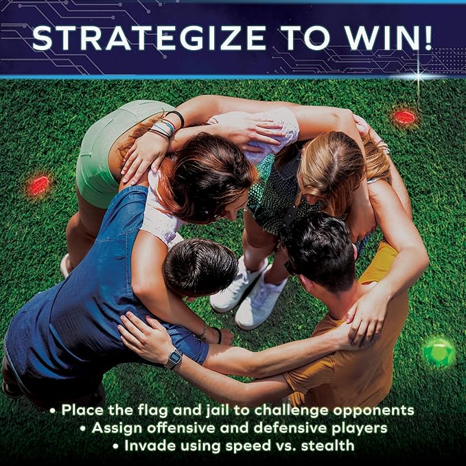 Glow in The Dark Capture The Flag Game - Starter Set | Ages 8+ | Glow in The Dark Outdoor Toys | Outdoor Games for Kids 8-12+ | Flag Football Gifts &amp Boys Birthday Gifts | Glowing Excitement!