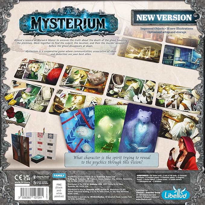 Asmodee Mysterium Board Game (2025 Refresh) - Cooperative Psychic Mystery Game with Updated Components &amp New Cards Family Fun for Kids &amp Adults Ages 10+ 3-7 Players 45 Minute Playtime