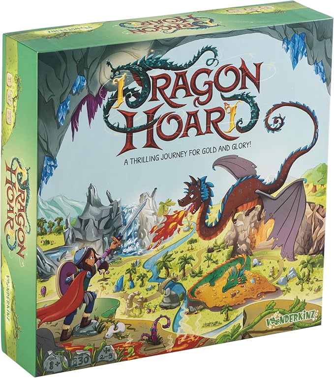 Dragon Hoard Board Game Fantasy Adventure for Kids and Family Fight Dragons to Win Gold Fun and Easy Strategy Semi-cooperative gameplay Ideal for Family Game Nights Ages 8+ 30 mins 2-5 Players