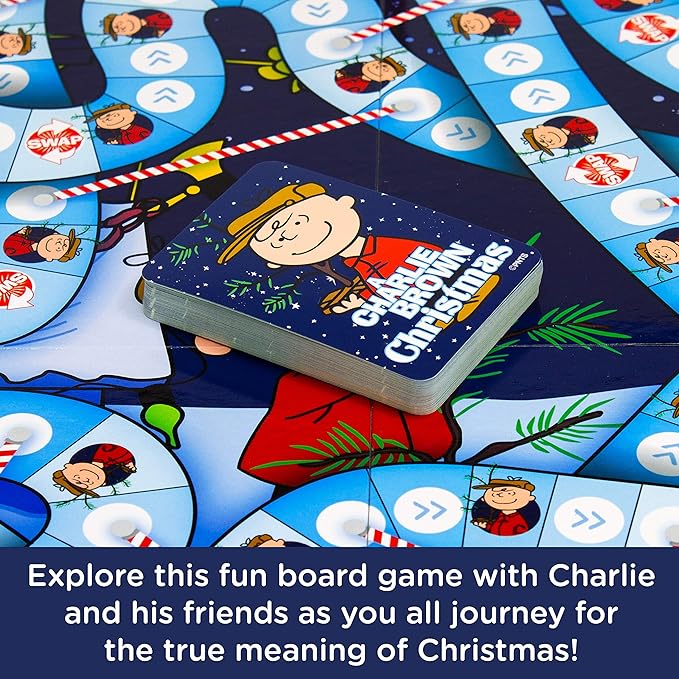Aquarius Charlie Brown Christmas Journey Board Game- Fun for Kids &amp Adults - Officially Licensed Peanuts Merchandise &amp Collectibles Blue White