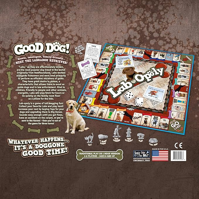 Late for the Sky Lab-Opoly Board Game for Dog Lovers Labrador Retriever Family Game 2–6 Players Ages 8+ Opoly-Style Strategy for Party