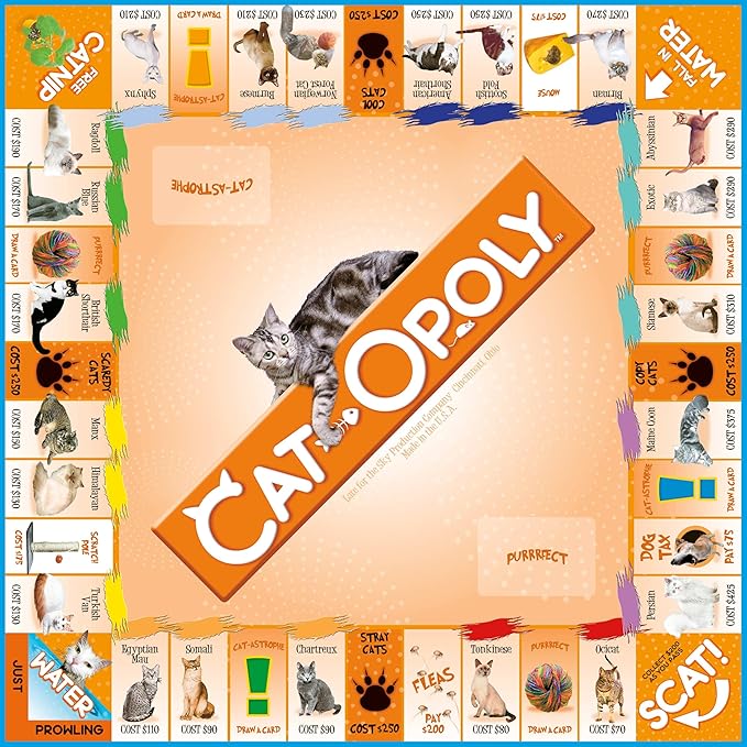 Late for the Sky CAT-opoly Cat Board Game Family Property Trading Strategy for 2-6 Players Ages 8+ Educational Breed Facts Tokens Screen-Free Fun