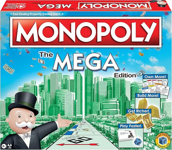 Monopoly The Mega Edition by Winning Moves Games USA a Bigger and Faster Version of Monopoly with the Speed Die for 2 to 8 Players Ages 8 and up (1104)