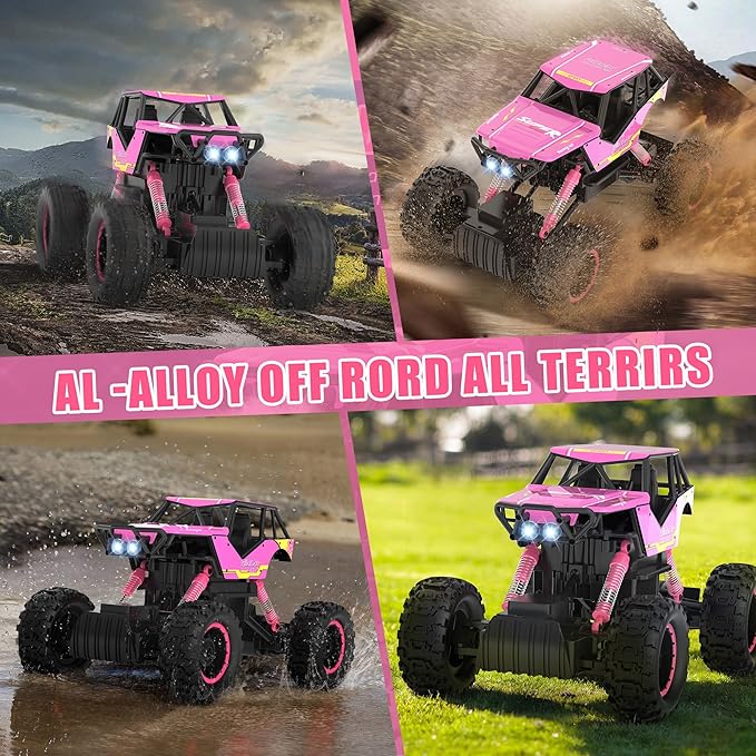 DOUBLE E 1:12 RC Monster Truck - 4WD Off-Road Remote Control Car with Dual Motors and Headlights