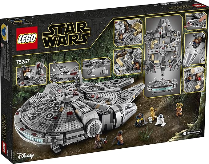 LEGO Star Wars Millennium Falcon 75257 Building Set - Starship Model with Finn Chewbacca Lando Calrissian Boolio C-3PO R2-D2 and D-O Minifigures The Rise of Skywalker Movie Collection
