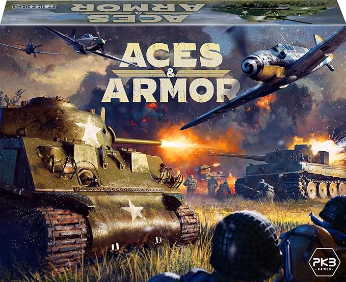 Aces &amp Armor WWII War Miniatures Strategy Board Game Ages 14+ 1-4 Players 1-2 Hours Playing Time