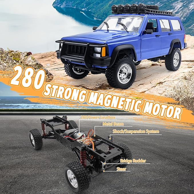 Fistone 1:12 Scale Remote Control Car RC Rock Crawler 2.4Ghz 4WD Off-Road Remote Control Truck with LED Light All Terrains Climbing Vehicle Waterproof Outdoor RC Car Kids Age 8-12 Adults Gifts