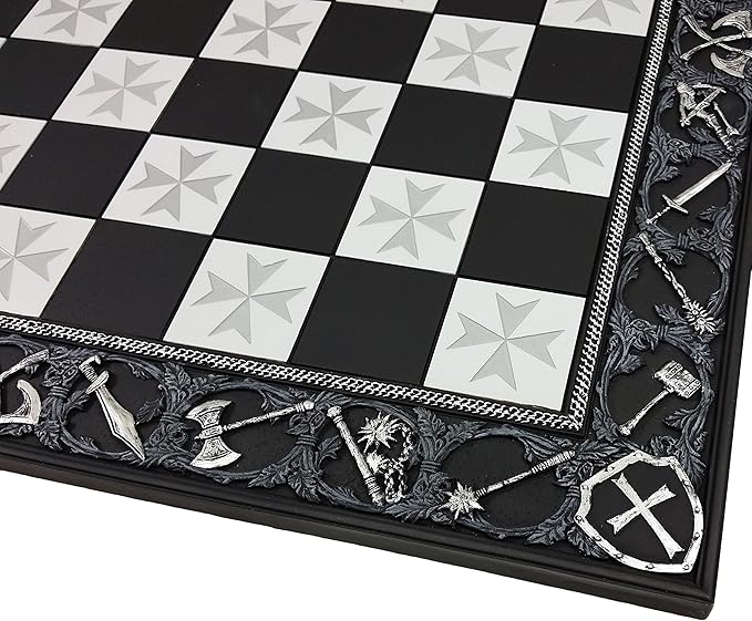 HPL Medieval Times Crusades King Richard Christian Knights Chess Set with 17 Maltese Board