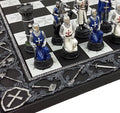 HPL Medieval Times Crusades Blue and White Armored Maltese Knights Chess Set with 17 Board