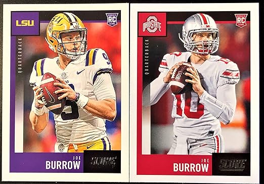 2020 Score Football JOE BURROW True Rookie Cards - LSU Tigers and Short Printed Ohio State Buckeyes