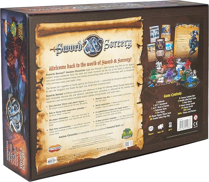 Ares Games Sword &amp Sorcery: Ancient Chronicles Core Set - A Board Game 1-5 Players - Board Games for Family 60+ Minutes of Gameplay - for Kids and Adults Ages 14+ - English Version Multi-Colored