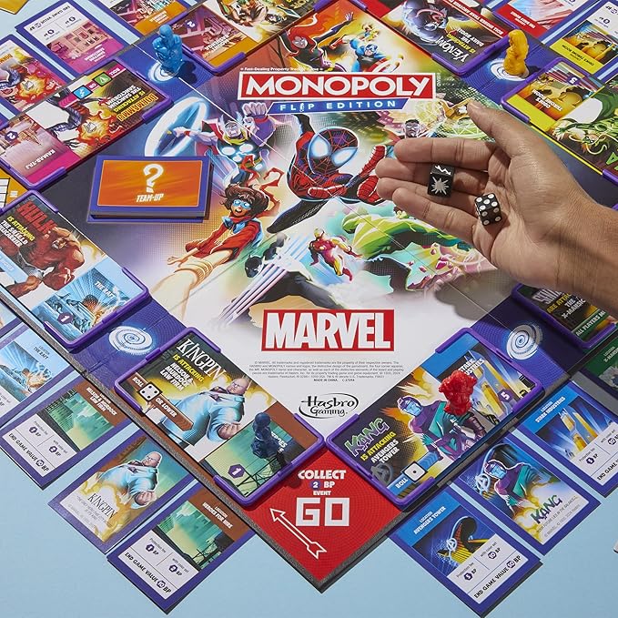 Monopoly Flip Edition: Marvel Board Game | Ages 8 and Up | 2 to 4 Players | Family Board Games for Kids Teens and Adults