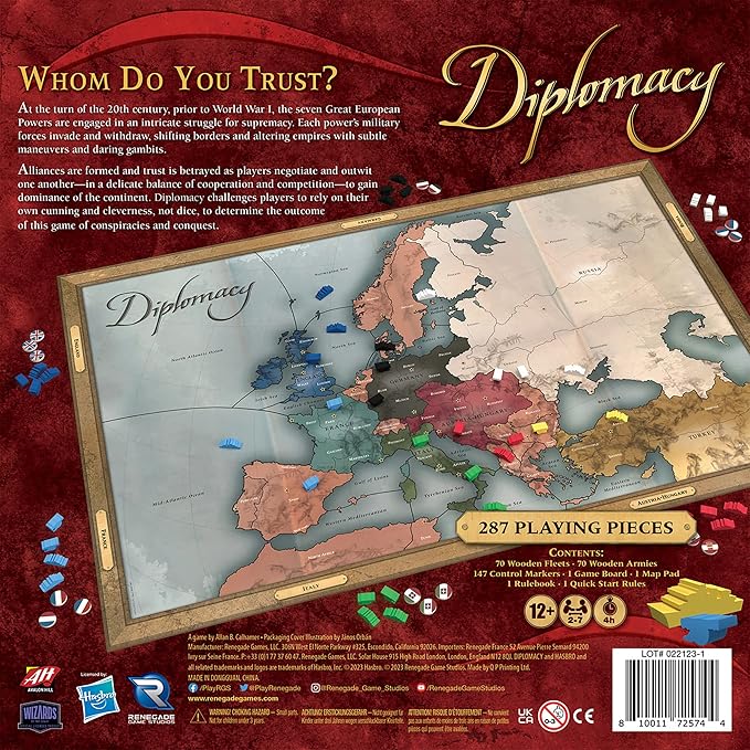 Renegade Game Studios Diplomacy Board Game by Renegade - Strategy Game of Alliances &amp Betrayal European Negotiation Game Ages 12+ 2-7 Players