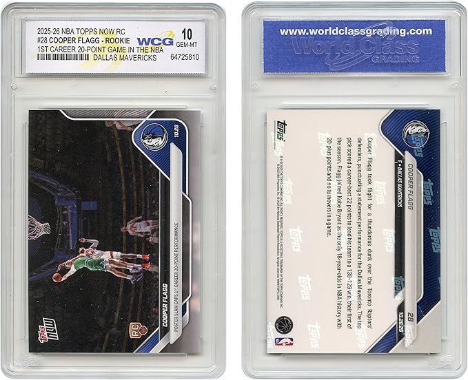 2025-26 NBA Topps Now Cooper Flagg Dallas Mavericks 1st 20-Point Game Ever Rookie Card #28 - Graded GEM-Mint 10