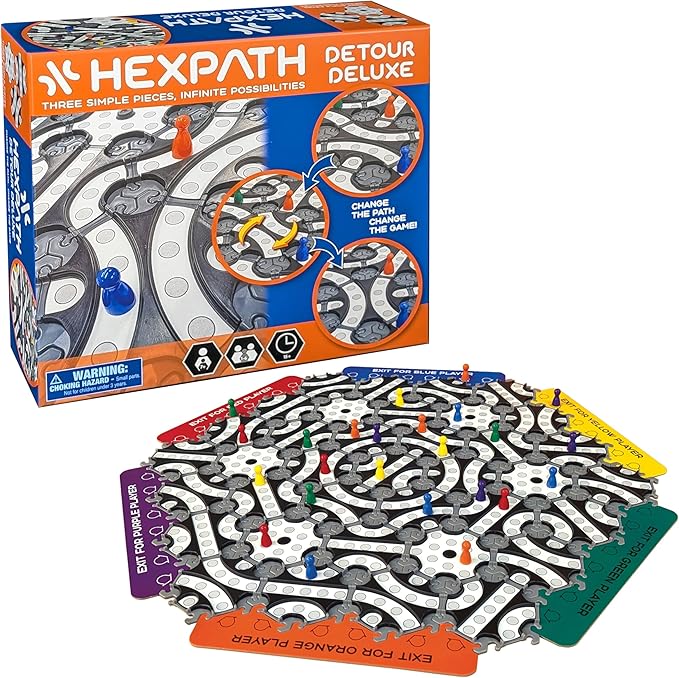 HexPath 5-in-1 Modular Strategy Board Game (1-6 Players) | 7+ Years | 15 min Playtime | Perfect Board Game for a Family Game Night | Best for Kids Birthday Gift | MESH Accredited