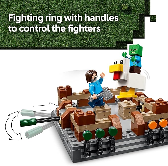LEGO Minecraft Woodland Mansion Fighting Ring - Building Toy for Kids Age 10+ - Includes Steve Garrett &amp Henry Minecraft Figures Plus a Chicken Jockey &amp More - Birthday Gift Idea for Fans -