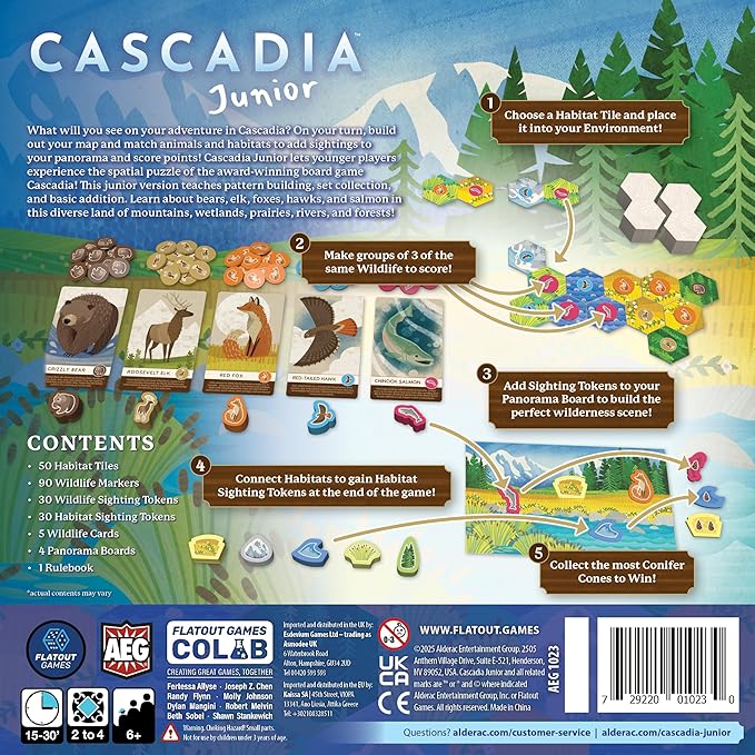 AEG &amp Flatout Games | Cascadia Junior - Based on The Award-Winning Board Game Cascadia | 2-4 Players | Ages 6+ | Easy to Learn | Quick to Play |