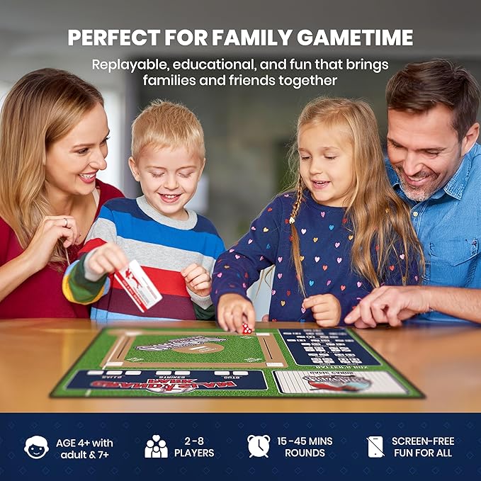 MasterPieces Baseball Dice Board Game - Realistic Gameplay Family Fun for Adults &amp Kids 2-8 Players Ages 6+