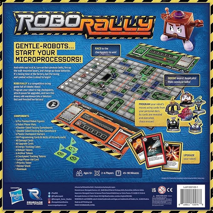 Renegade Game Studios Robo Rally Board Game Strategy Card Programming with 6 Pre-Painted Robot Miniatures for 2-6 Players Ages 12+