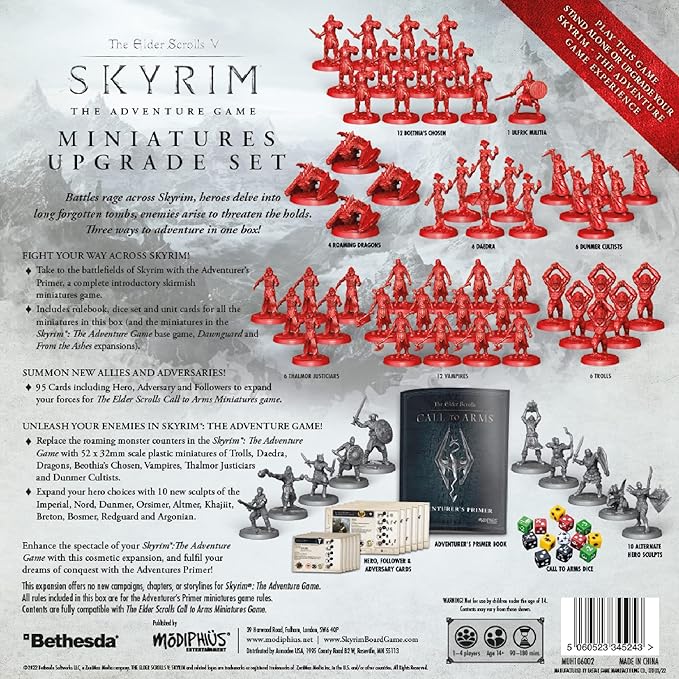 Modiphius The Elder Scrolls V: Skyrim The Adventure Game Miniatures Upgrade Set - Dungeon Crawling Strategy with Tabletop Miniatures for Kids &amp Adults Ages 14+1-4 Players 60-120 Minute Playtime