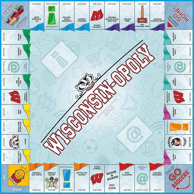 Late for The Sky Wisconsin-Opoly Board Game – Family Strategy Party Game for 2-6 Players Ages 8+ – Buy Properties Build Cabins &amp Lodges – Wisconsin Gift