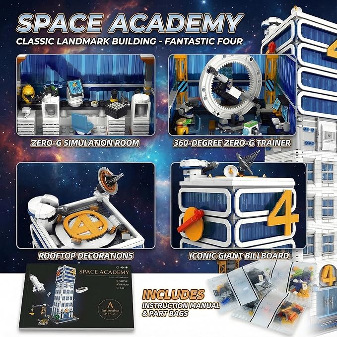 Skyscrapers Modular Building Blocks71cm Tall Four Heroes Tower Building Architecture Set -Space Academy Collectible Display Toy with Adults Sci-Fi MOC Construction Gift(6135pcs)