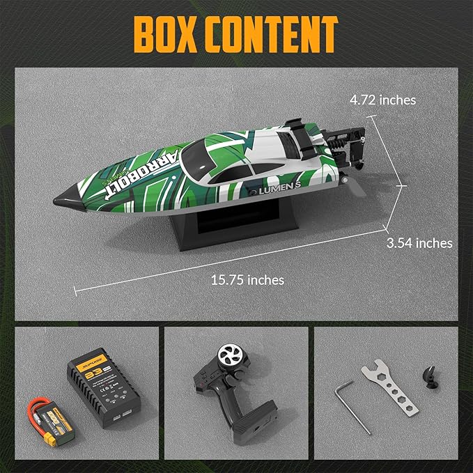 Brushless RC Boat - Remote Control Boats for Adults with LED Lights Racing Boats for Pool&ampLakes2.4GHz RC High Speeding Summer Water Toy (Green)