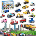 16 Pack Building Blocks Party Favors for Kids Lego-Compatible 2 in 1 710pcs Building Kits Mini City Vehicles Include Police Car &amp Train Christmas Toy Gifts Goodie Bag Filler Stuffers for Boys Gi