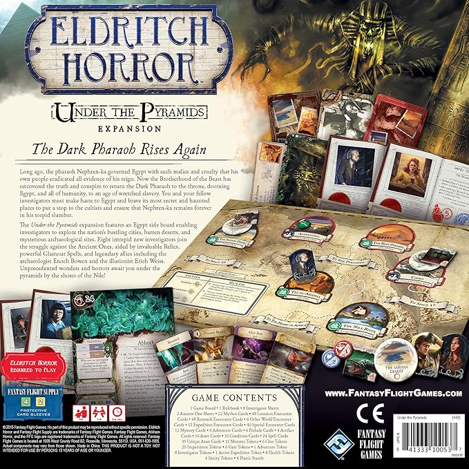Eldritch Horror Under the Pyramids Board Game EXPANSION - Unearth Ancient Secrets in Egypt! Mystery Game for Adults Ages 14+ 1-8 Players 2-4 Hour Playtime Made by Fantasy Flight Games