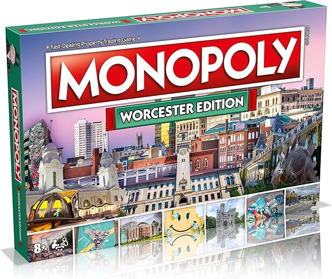 Monopoly Board Game Worcester Edition: 2-6 Players Family Board Games for Kids and Adults Board Games for Kids 8 and up for Kids and Adults Ideal for Game Night